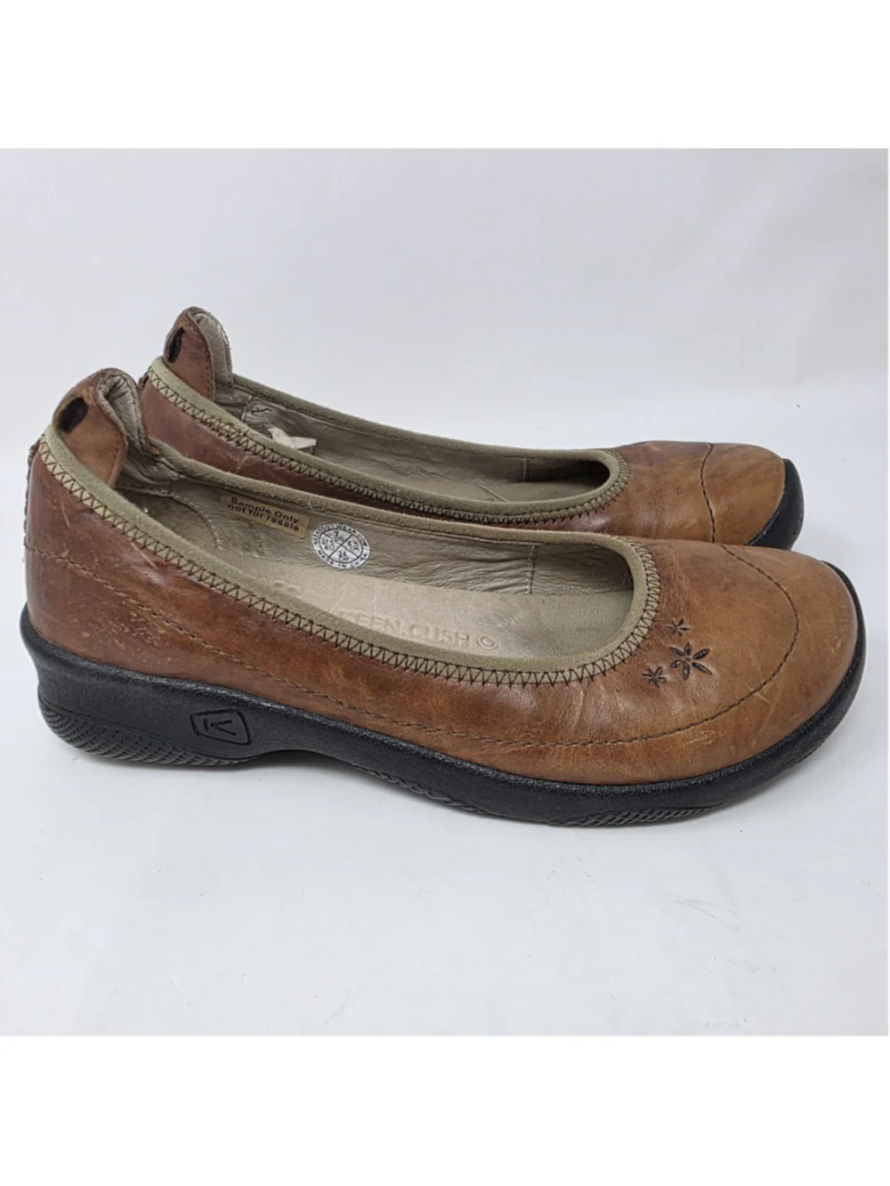 Keen Shoes Women’s 7 Brown Leather Paradise Ballet Slip Ons Flats Ballerina